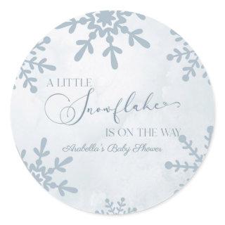 A Little Snowflake Winter Wonderland Baby Shower Classic Round Sticker