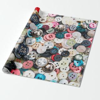 A lot of colorful sewing buttons of different colo