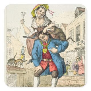 A Man Loaded with Mischief, or Matrimony, c.1766 Square Sticker