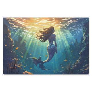 A mermaid in a shallow underwater grotto tissue paper