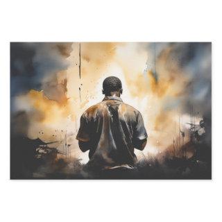 A Moment of Faith: Black Man in Prayer  Sheets