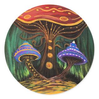 A Mushroom World  Classic Round Sticker