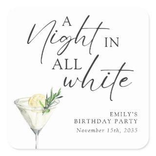 A Night in all White Birthday Square Sticker