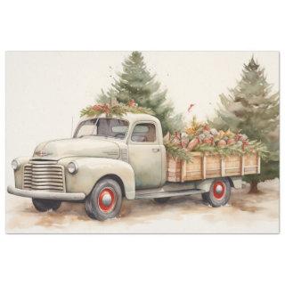 A Nostalgic Christmas Vintage Tree Farm Truck Tissue Paper