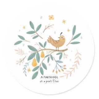A Partridge in a Pear Tree 12 Days of Christmas Classic Round Sticker