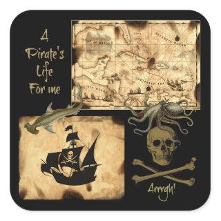 A Pirate's Life For Me Caribbean Treasure Map Square Sticker