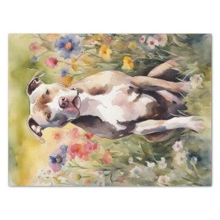 A Pitbull in a Meadow Decoupage Tissue Paper