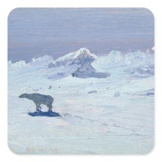 A Polar Bear Hunting in Moonlit Night, 1899 Square Sticker