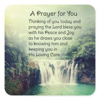 A Prayer For You Beautiful Nature Waterfall Square Sticker