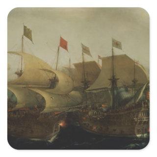 A Sea Action, possibly the Battle of Cadiz, 1596 Square Sticker