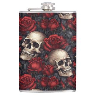 A Skull and Roses Series Design 10 Flask