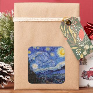 A Starry Night: Saint Remy by Vincent Van Gogh Square Sticker
