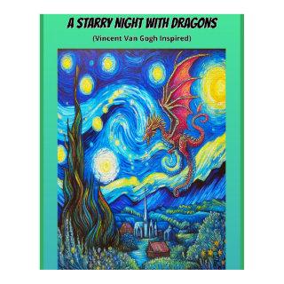 A starry night with dragons poster