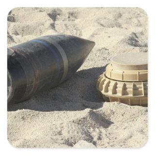 A static display of a converted ordnance shell square sticker
