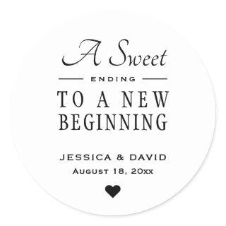 A Sweet Ending Simple Wedding Favor Sticker