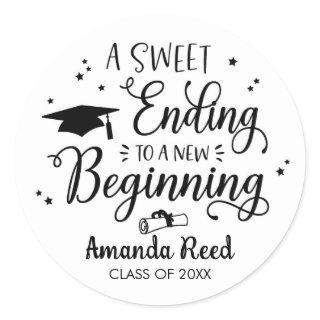 A Sweet Ending To A New Beginning Grad Sticker