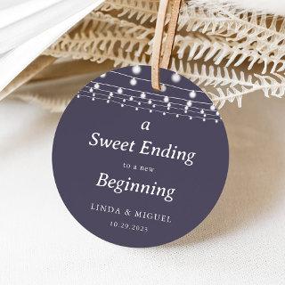A Sweet Ending to a New Beginning Wedding Classic Round Sticker