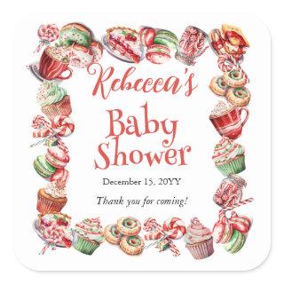 A Sweet Little Baby Candy Frame Baby Shower Square Sticker