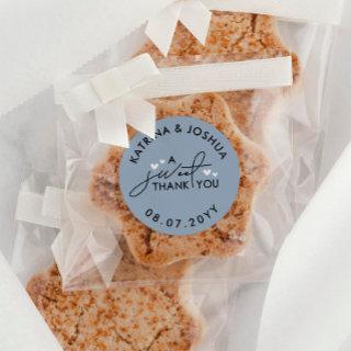 A Sweet Thank You Ash Blue Hearts Wedding Favor Classic Round Sticker