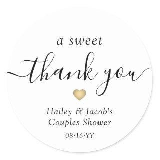 A Sweet Thank You Couples Wedding Shower Favor Classic Round Sticker