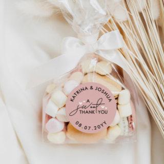 A Sweet Thank You Dusty Pink Hearts Wedding Favor Classic Round Sticker