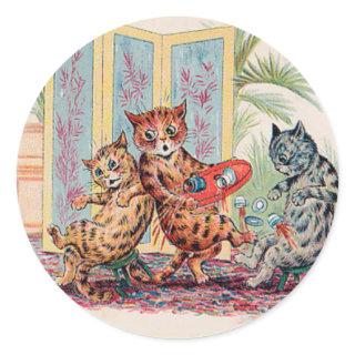 A Tea Party CATastrophe - Louis Wain's Cat Art Classic Round Sticker