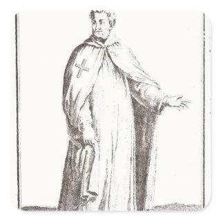 A Templar in his habit: white with a plain Square Sticker
