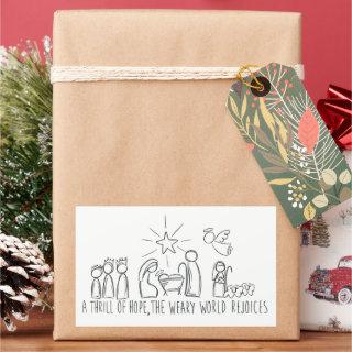 A Thrill oh Hope Nativity Sketch Rectangular Sticker