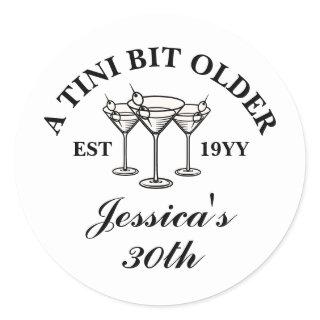 A Tini Bit Older Black Custom Birthday Party  Classic Round Sticker