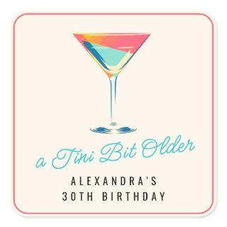 A Tini Bit Older Martini Theme Retro 30th Birthday Square Sticker