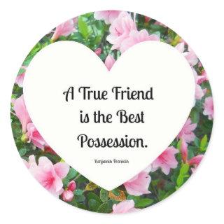 A true friend is the best possession. classic round sticker