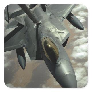 A US Air Force F-22 Raptor is refueled by a KC- Square Sticker