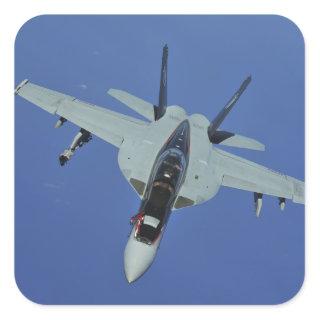 A US Navy F/A-18F Super Hornet in flight Square Sticker