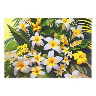 A vibrant arrangement of white and yellow plumeria  sheets