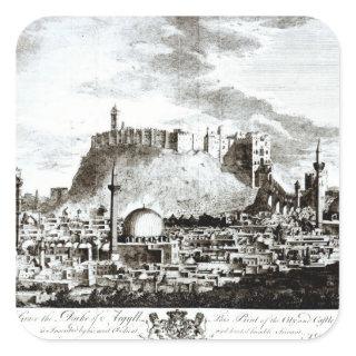 A view of the city and castle of Aleppo, Syria Square Sticker