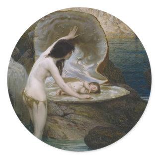 A Water Baby Found in Seashell by Bikini Nymph Classic Round Sticker