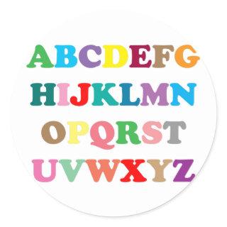 ABC's colorful letters Classic Round Sticker