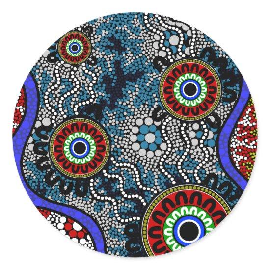 Aboriginal Art - Camping Classic Round Sticker
