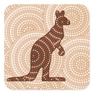 Aboriginal kangaroo dot painting square sticker