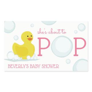 About to Pop Rubber Duck Baby Shower Sticker Pink