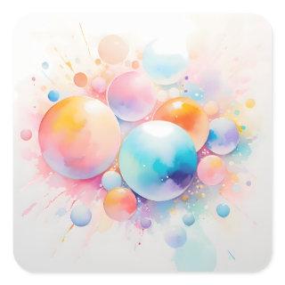 Abstract and modern bubble design square sticker