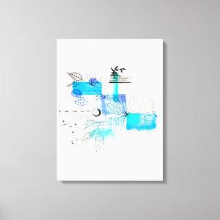 Abstract Art Blue and Grey Green Canvas Print