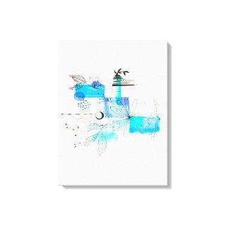 Abstract Art Blue and Grey Green Canvas Print