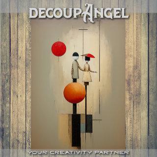 Abstract art with couple - decoupage -  tissue paper