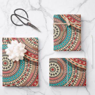 Abstract Aztec Multicolor Geometric Circles   Sheets