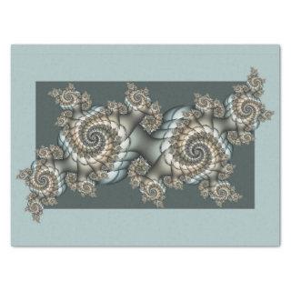 Abstract Beige Light Blue Fractal Art Spirals Tissue Paper