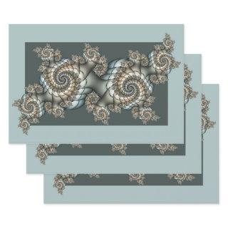 Abstract Beige Light Blue Fractal Art Spirals  Sheets