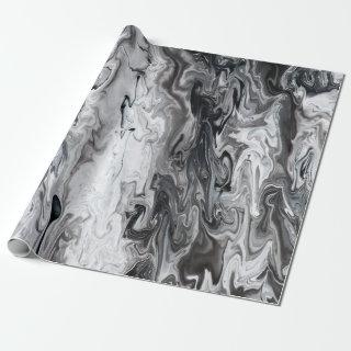 Abstract Black and White Marble Liquid Paint