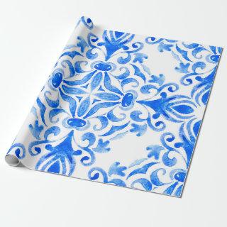 Abstract blue and white hand drawn tile seamless o