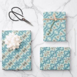 Abstract blue, gray snowflakes geometric pattern  sheets